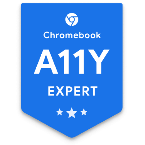 Chromebook Accessibility Expert certification badge.